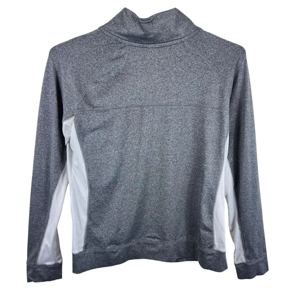 PINK‎ Victoria's Secret Gray White Mock Neck 1/4 Zip Long Sleeve Pullover Size L - Picture 2 of 6
